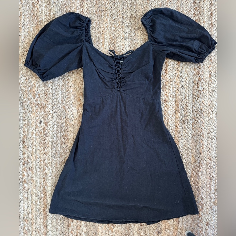 H&M Black Puff Sleeve Mini Dress